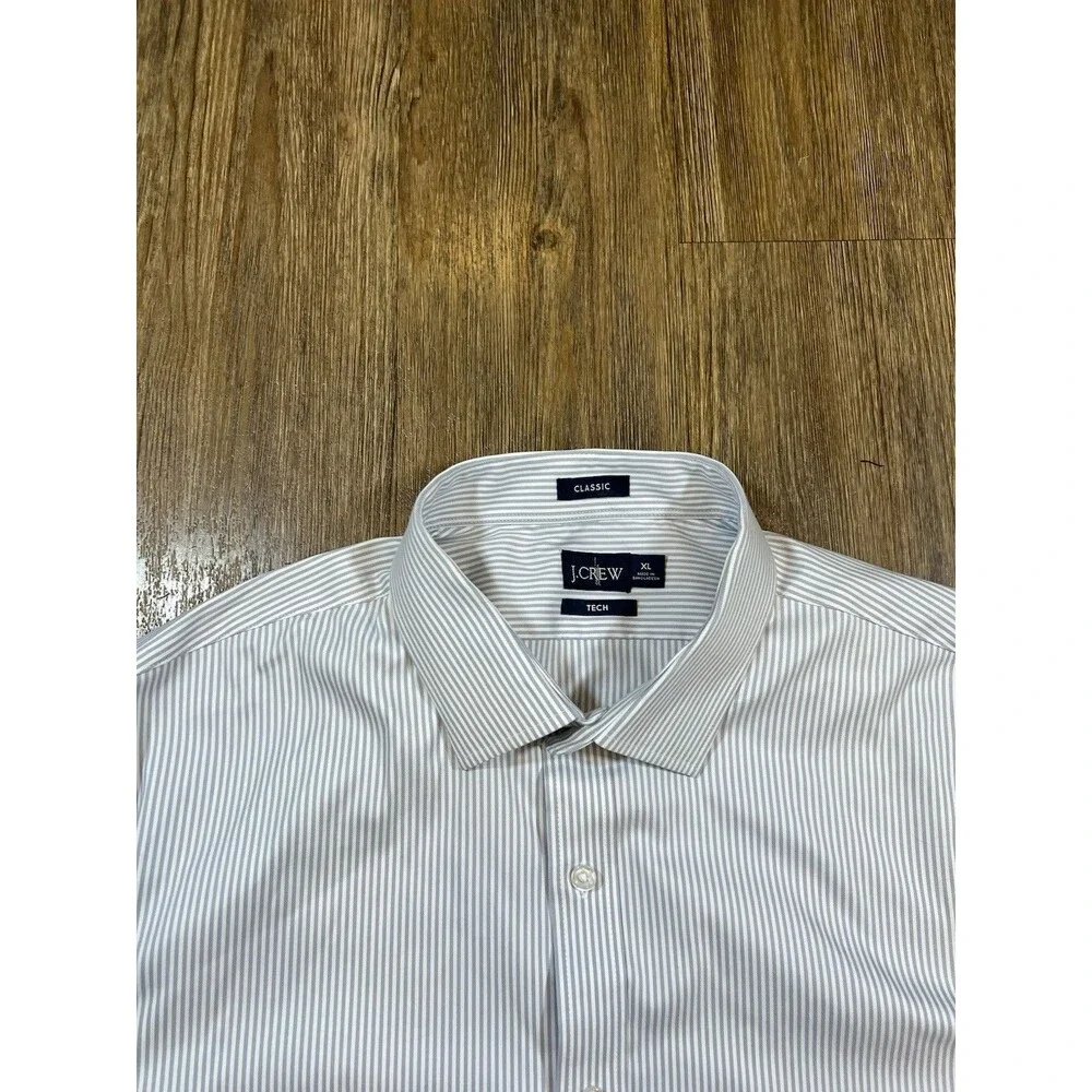 J Crew Mens Oarsman Logo Performance Tech Dress Shirt Shirt XL Classic Fit